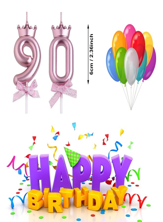 VSHILI 90th Birthday Candles, Rose Gold 90 Year Old Number Birthday Candles for Men Women, Happy Birthday Party Cake Topper Decoration Gifts for 90th Wedding Anniversary Celebration - Image 2